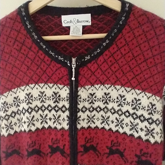 Nordic Style Women's Fair Isle Cardigan Crofts&Barrow Silk Blend Sweater XL - Picture 10 of 13